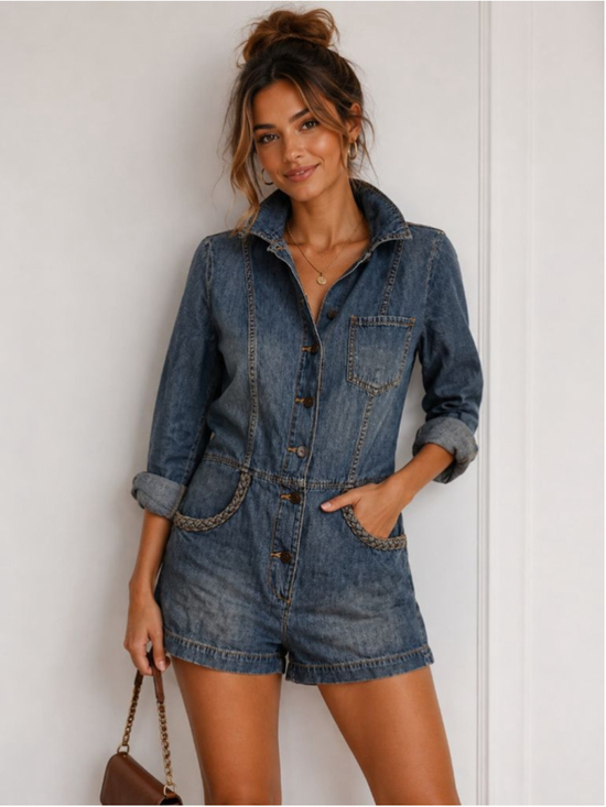 Forever 21 Pants - Women's Forever 21 Denim Romper S Blue